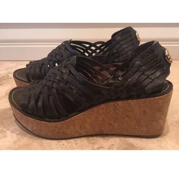 TORY BURCH Woven Leather Cork Huarache Sandals 9M - Picture 7 of 8